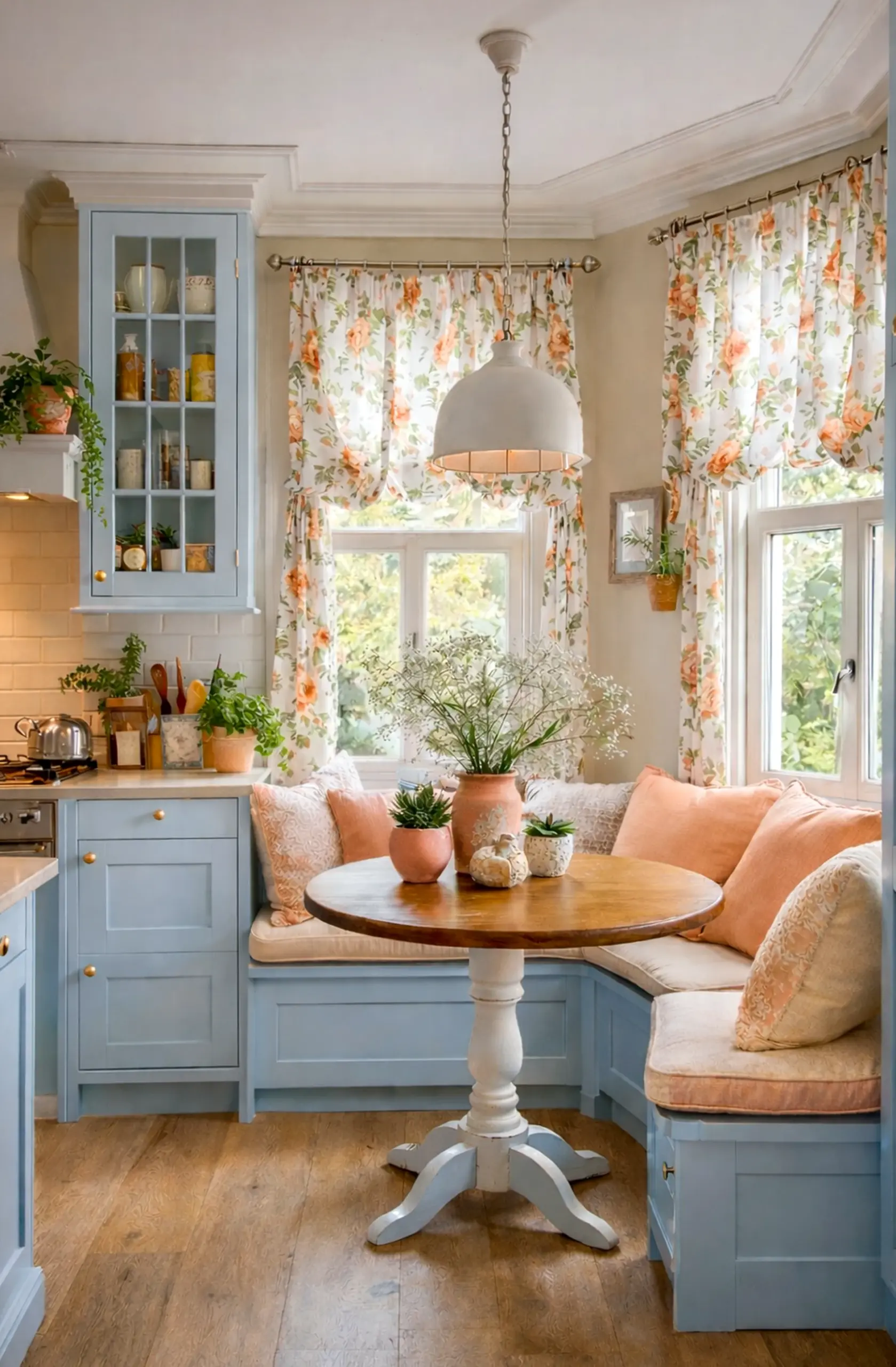 Balanced sunlit room frames the view with depth, making the scene feel simple yet expressive.