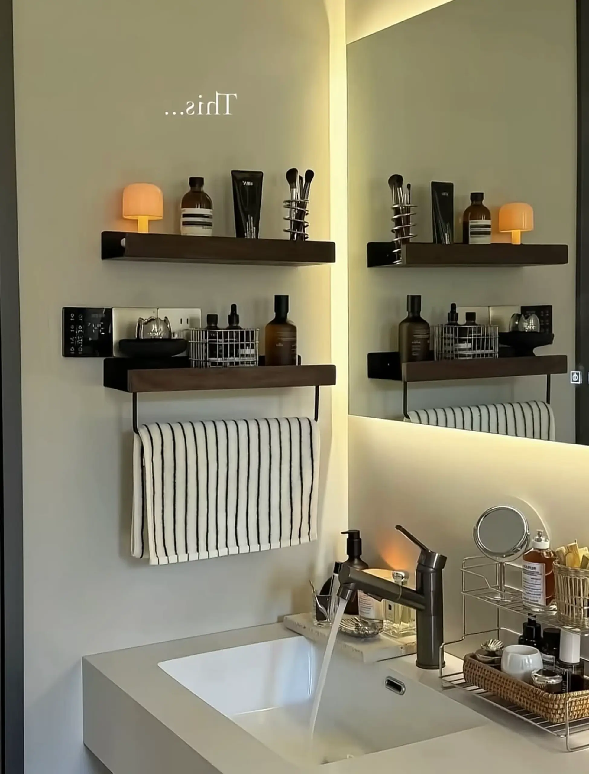 Bright bedside layer supports the composition through balance, leaving the space feeling visually grounded.
