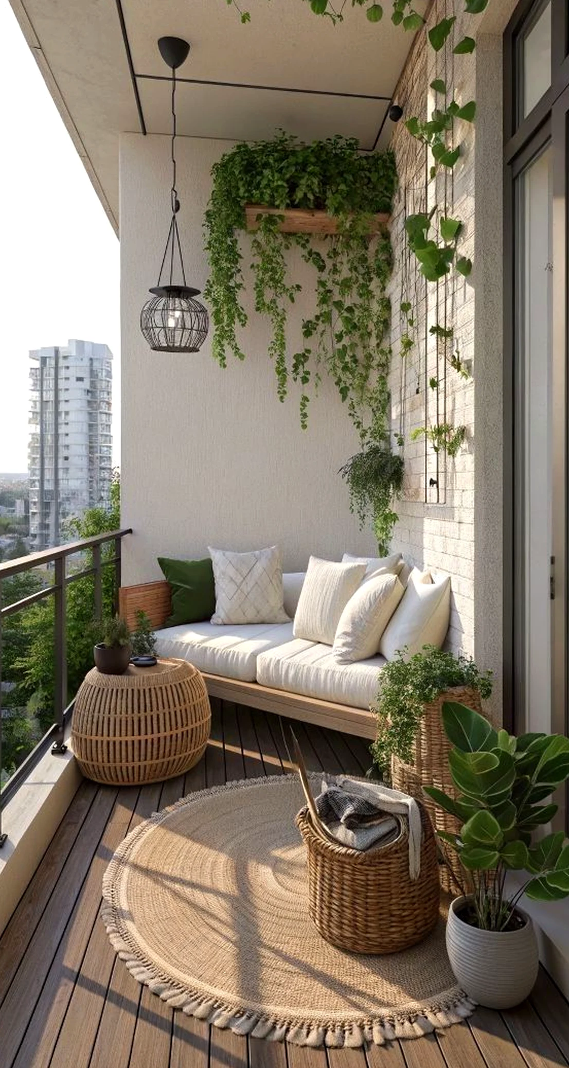 Natural bedside layer adds a clear layer of light, helping the outdoor space feel personal and relaxed.