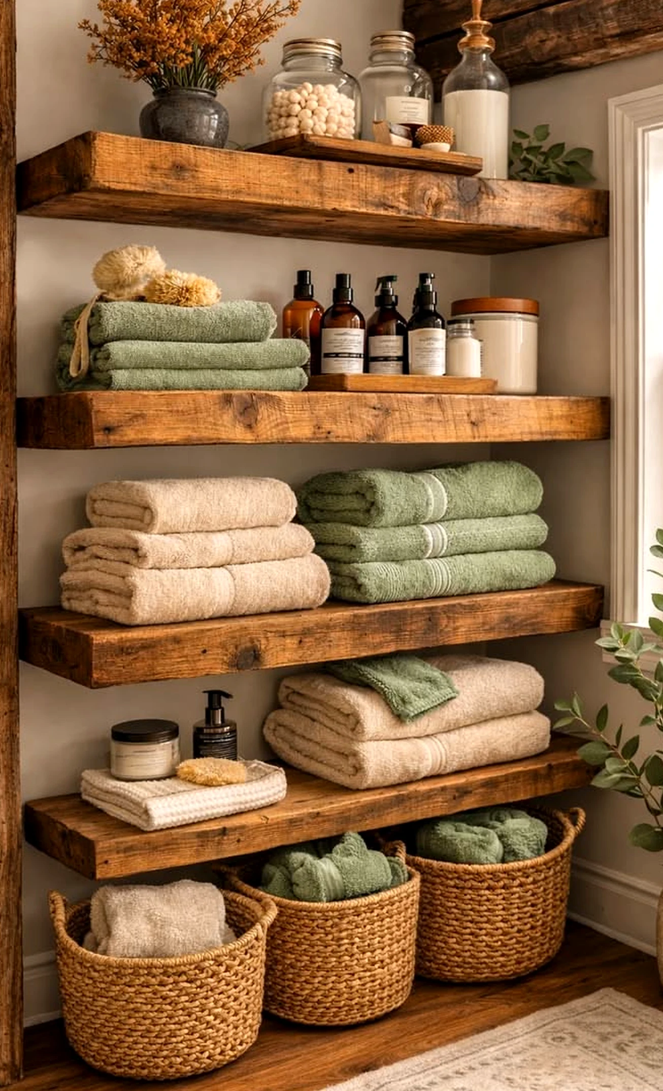 Balanced storage corner frames the design with order, making the scene feel fresh and intentional.