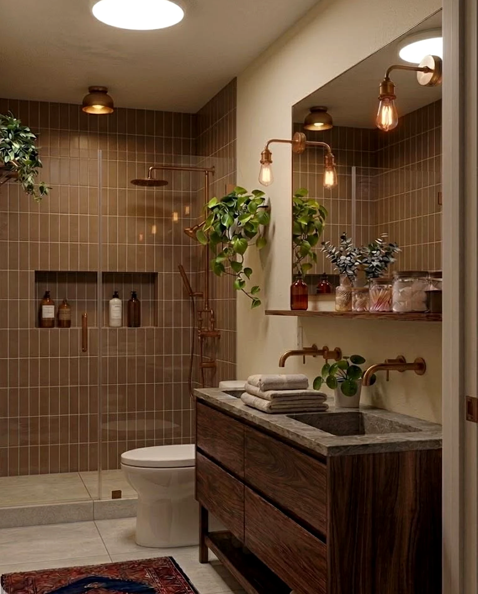 Soft tile detail frames the sitting area with warmth, making the scene feel settled and welcoming.