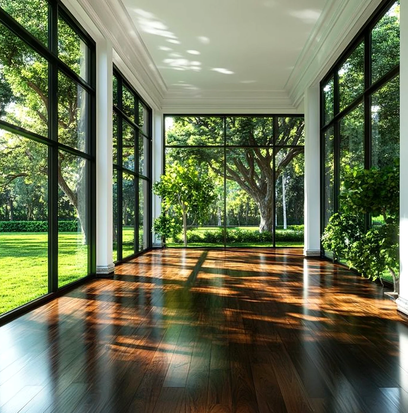 Textured stone path brings texture to the room, creating a mood that feels visually grounded.