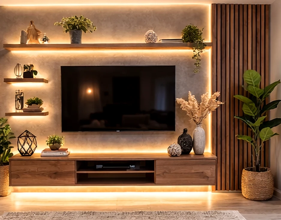 Refined courtyard view frames the sitting area with texture, making the scene feel open and lived-in.