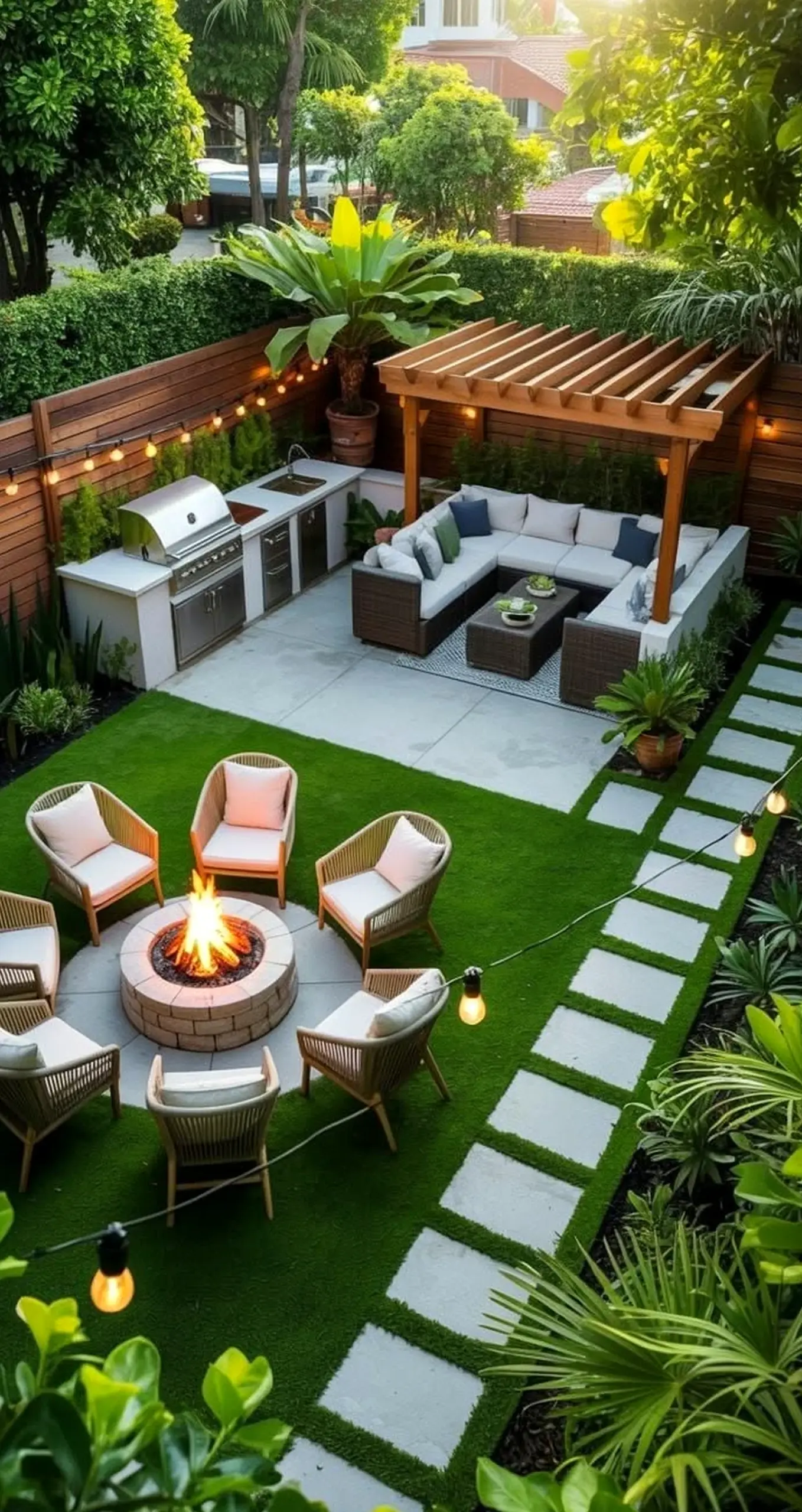 Luminous green entry draws attention to balance while the setting stays fresh and intentional.