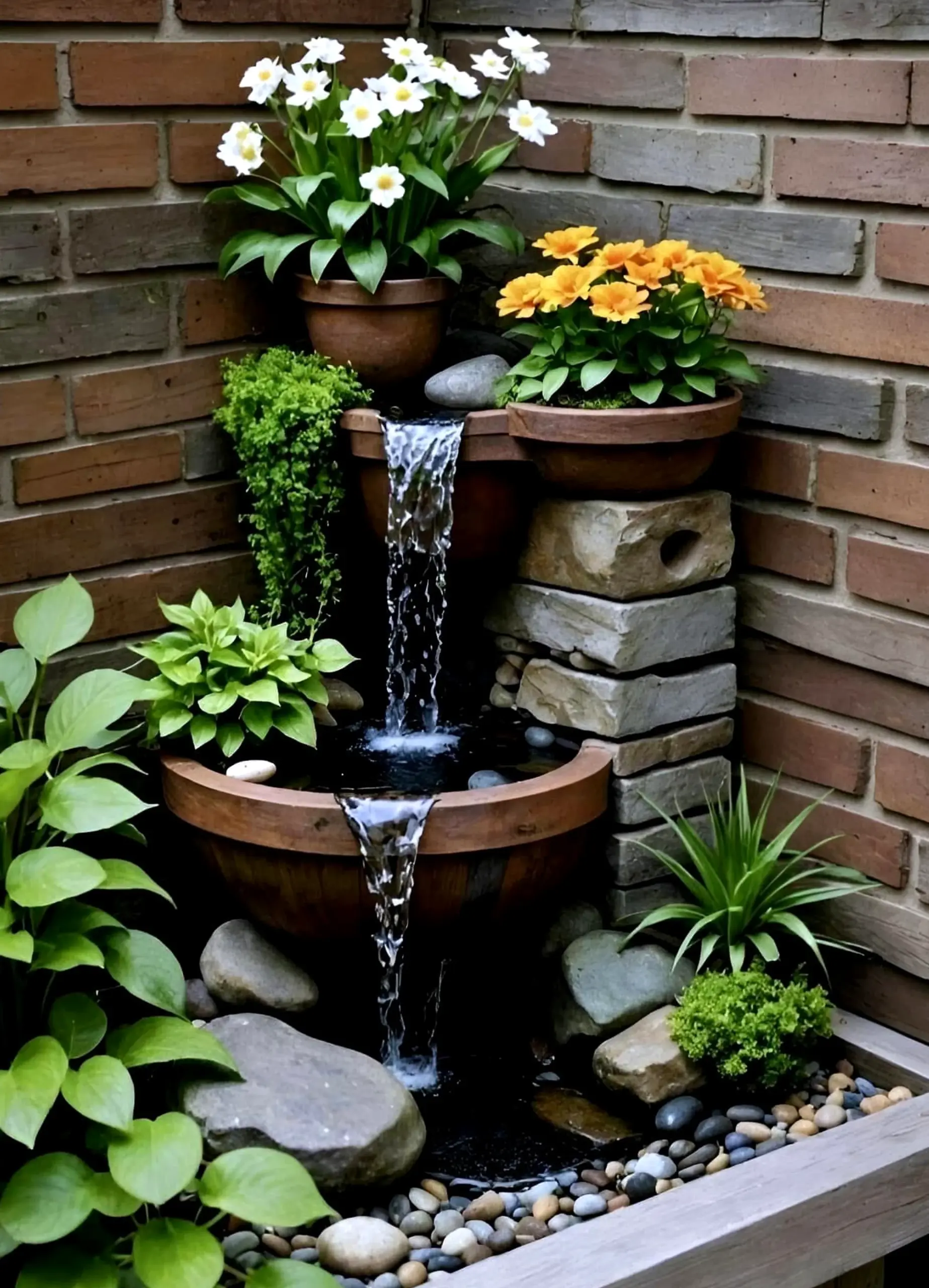 Simple stair landing anchors the garden edge with charm, giving the view a mood that feels personal and relaxed.