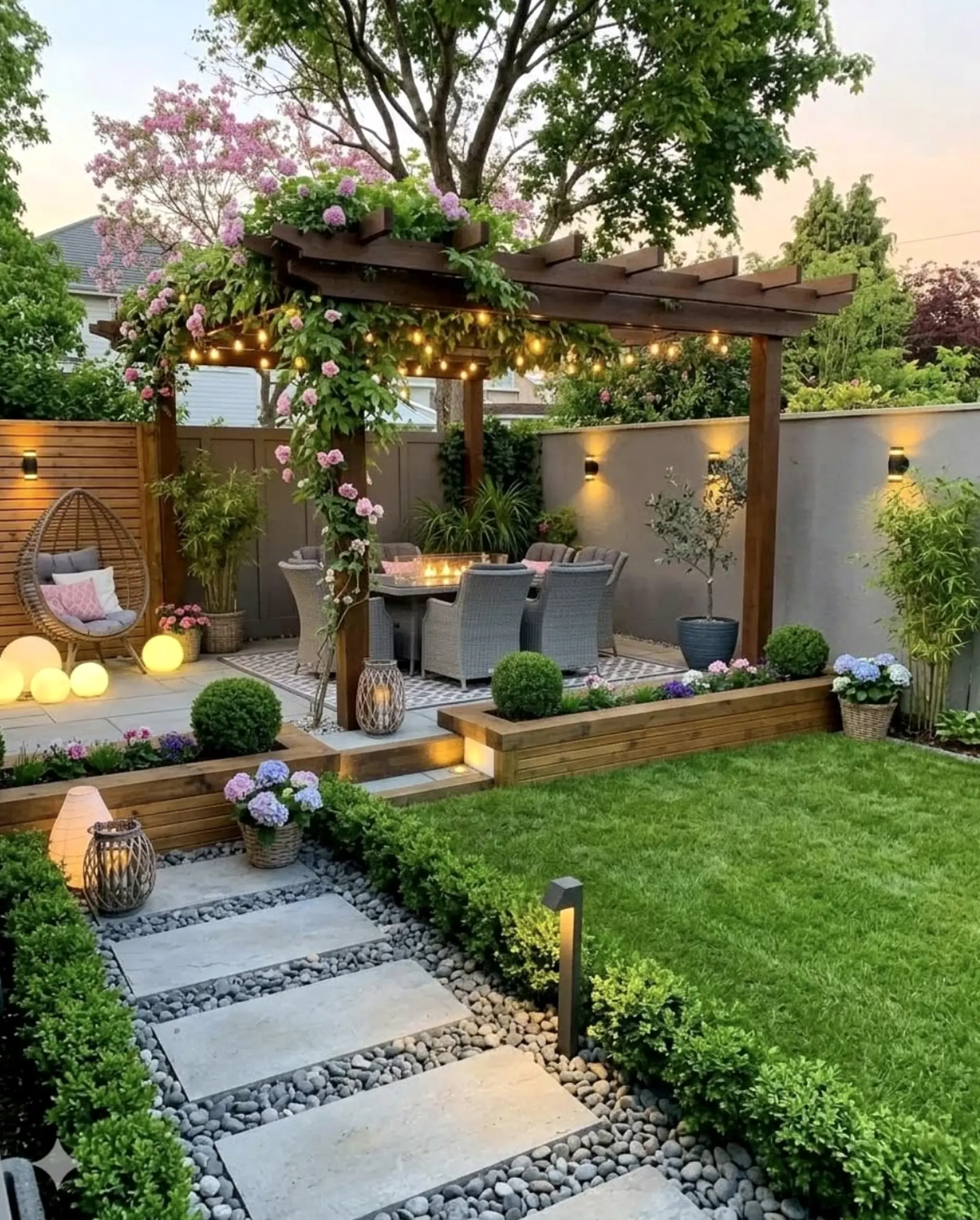 Compact colorful passage draws attention to contrast while the outdoor space stays bright but not busy.