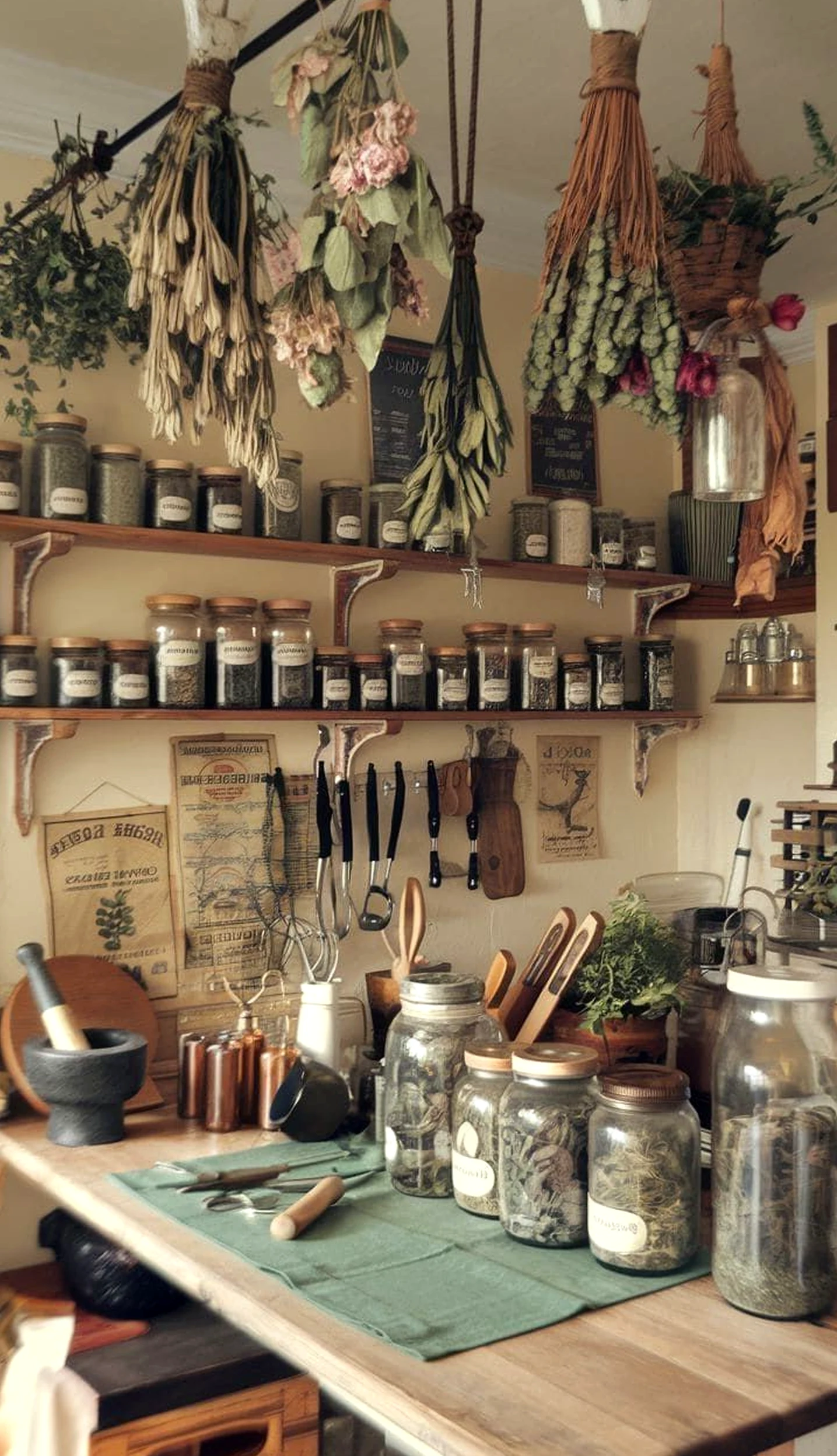 Graceful plant shelf brings clarity to the backdrop, creating a mood that feels bright but not busy.