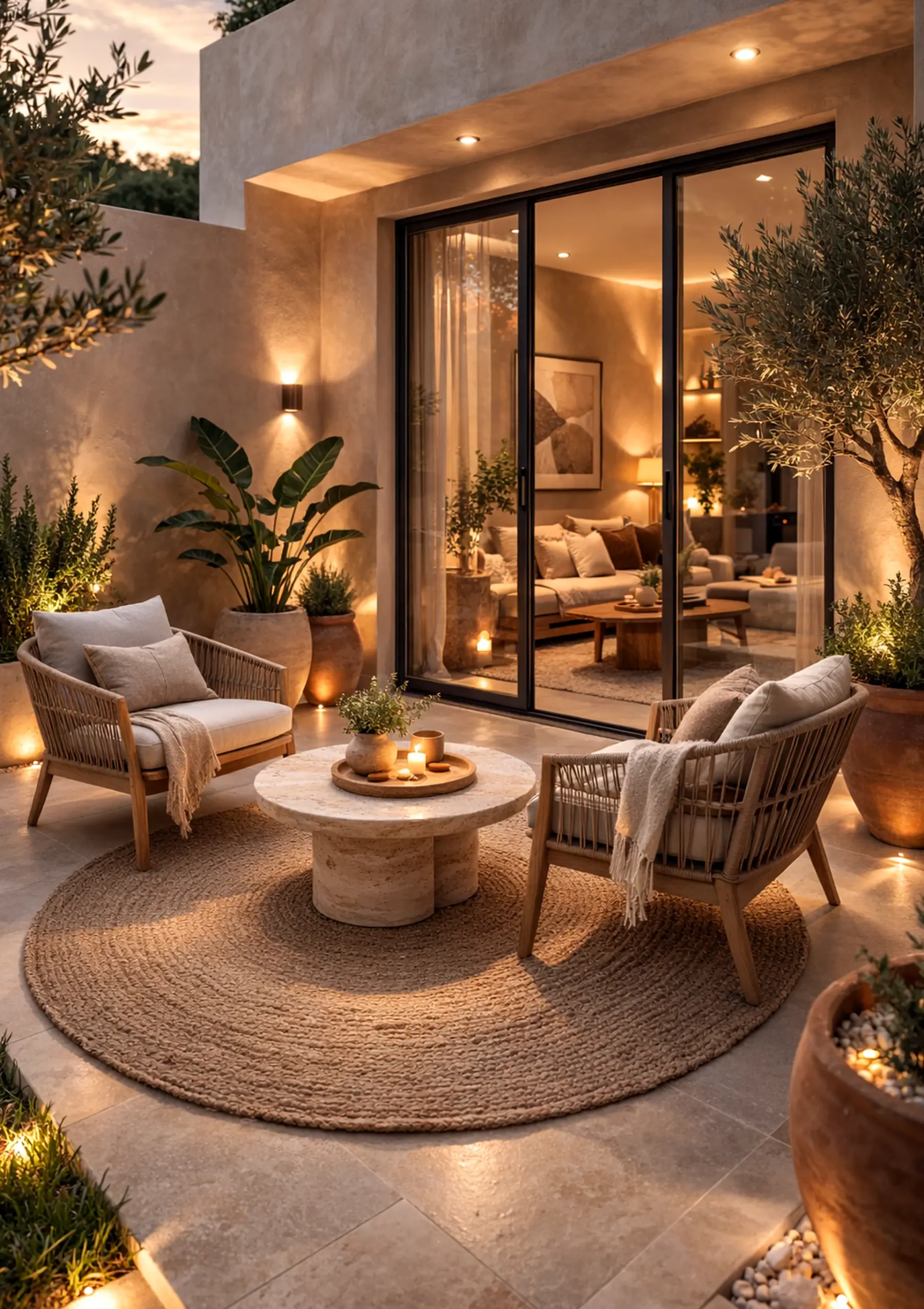 Graceful floor pattern adds focus across the design, giving the decor a finish that feels soft at the edges.