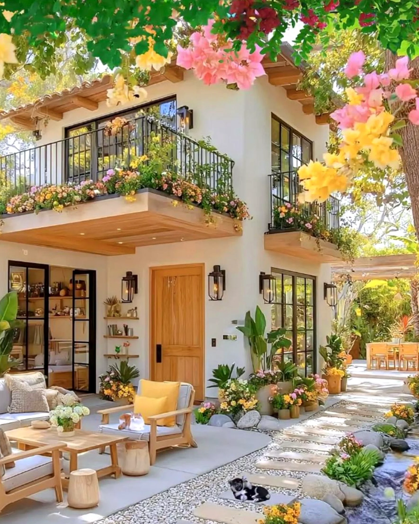 Fresh poolside setting anchors the corner with detail, giving the view a mood that feels pleasantly composed.