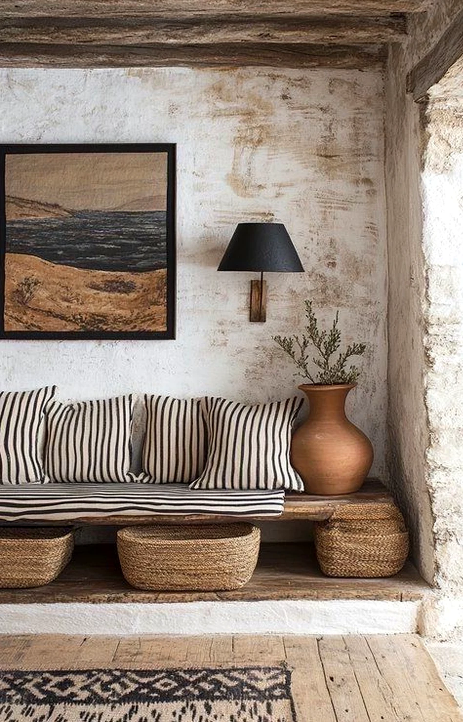 Sunny patio corner supports the wall through charm, leaving the space feeling easy to enjoy.