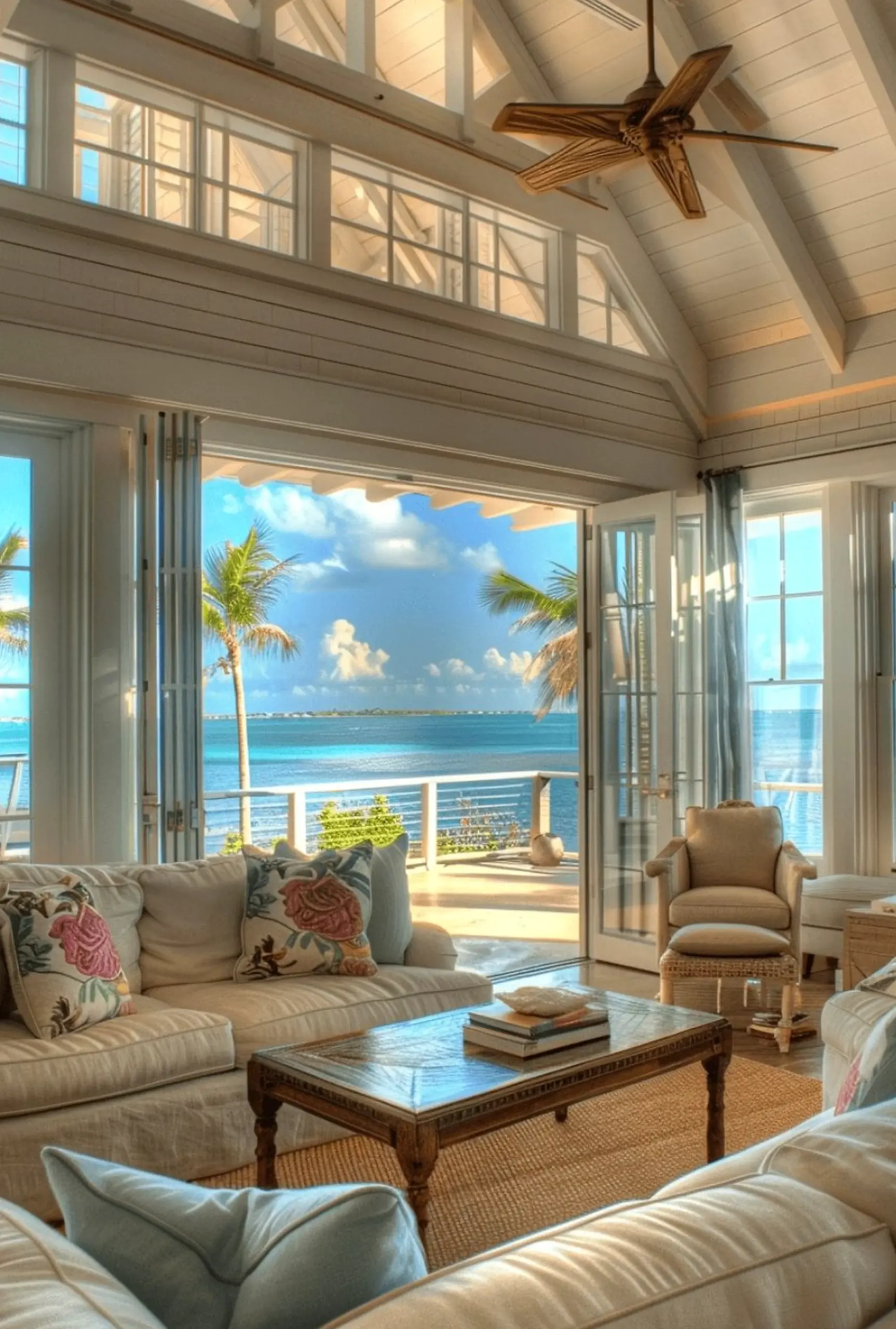 Subtle porch bench anchors the composition with focus, giving the view a mood that feels quietly finished.