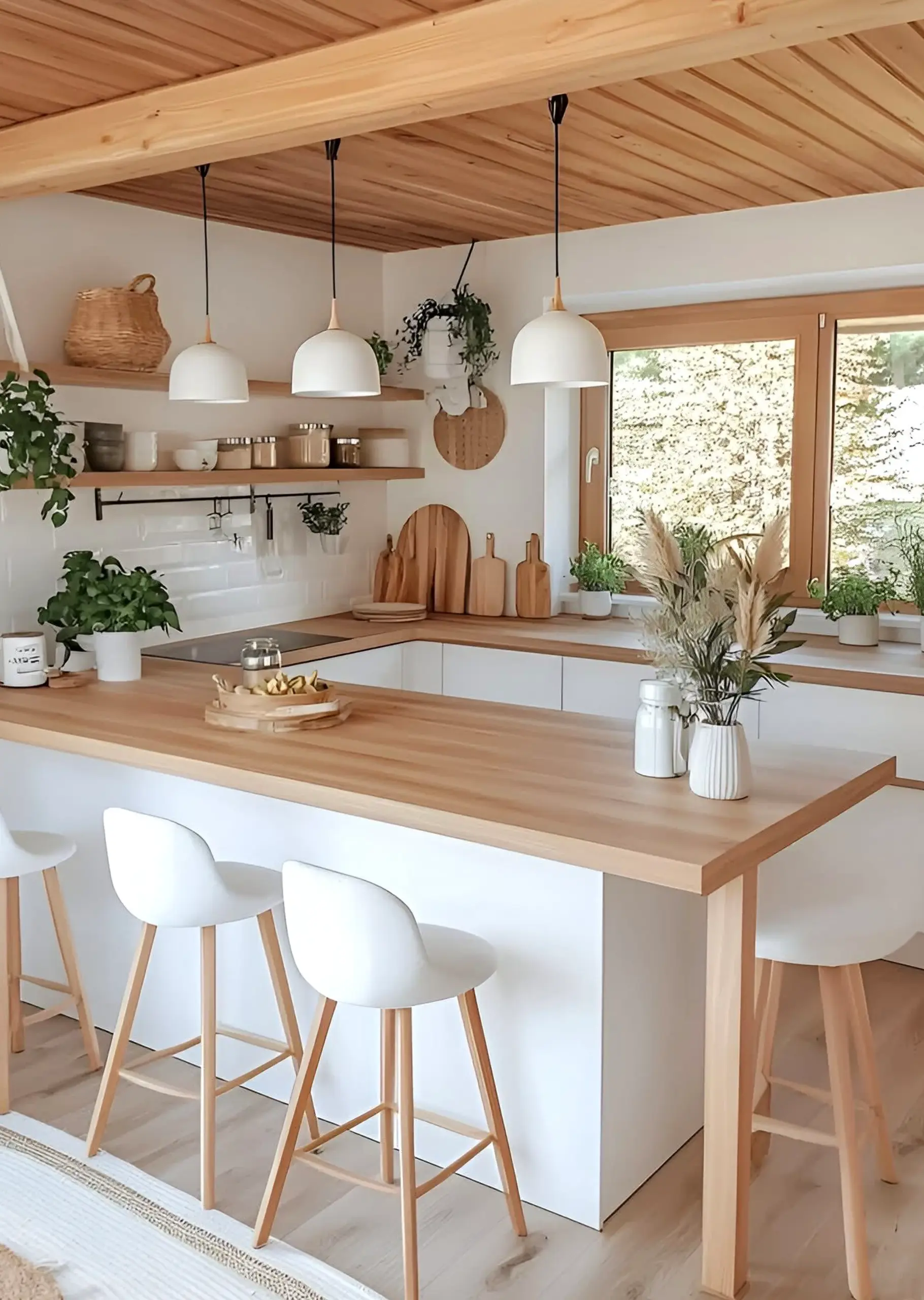 Layered sink area draws attention to movement while the corner stays warm without clutter.