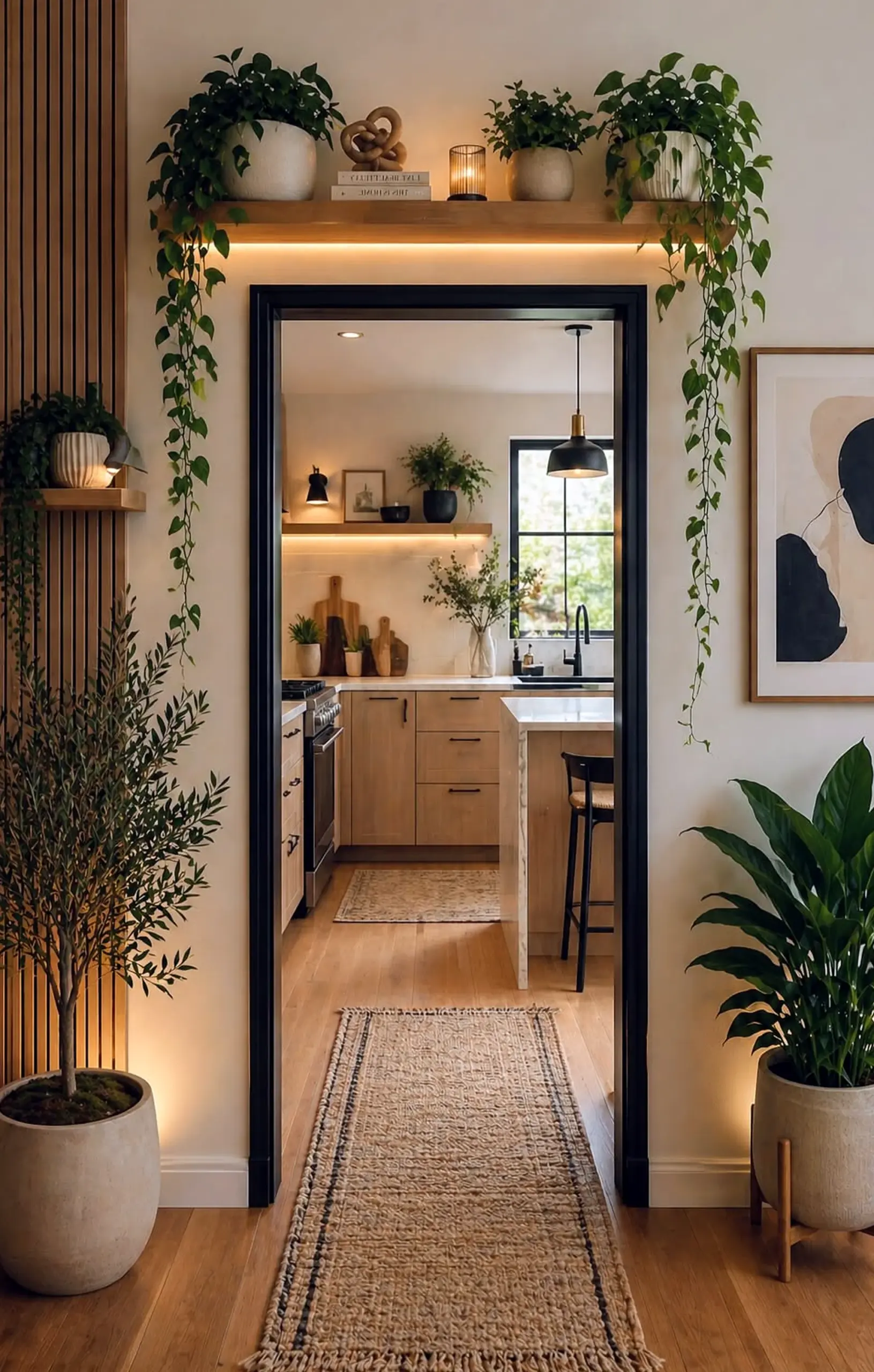 Relaxed ceiling detail draws attention to rhythm while the arrangement stays comfortable in daily use.