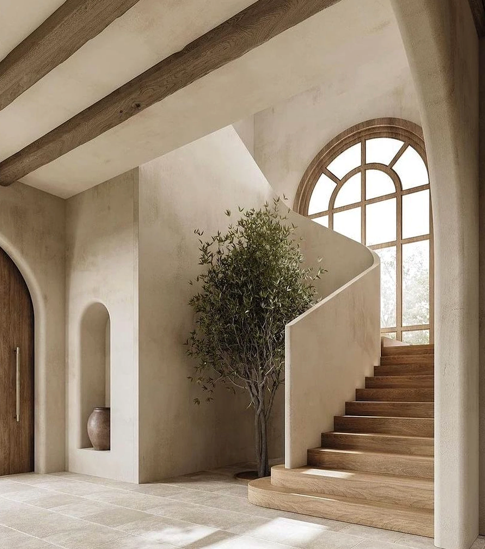 Subtle painted door brings a useful note of softness, making the setting feel personal and relaxed.