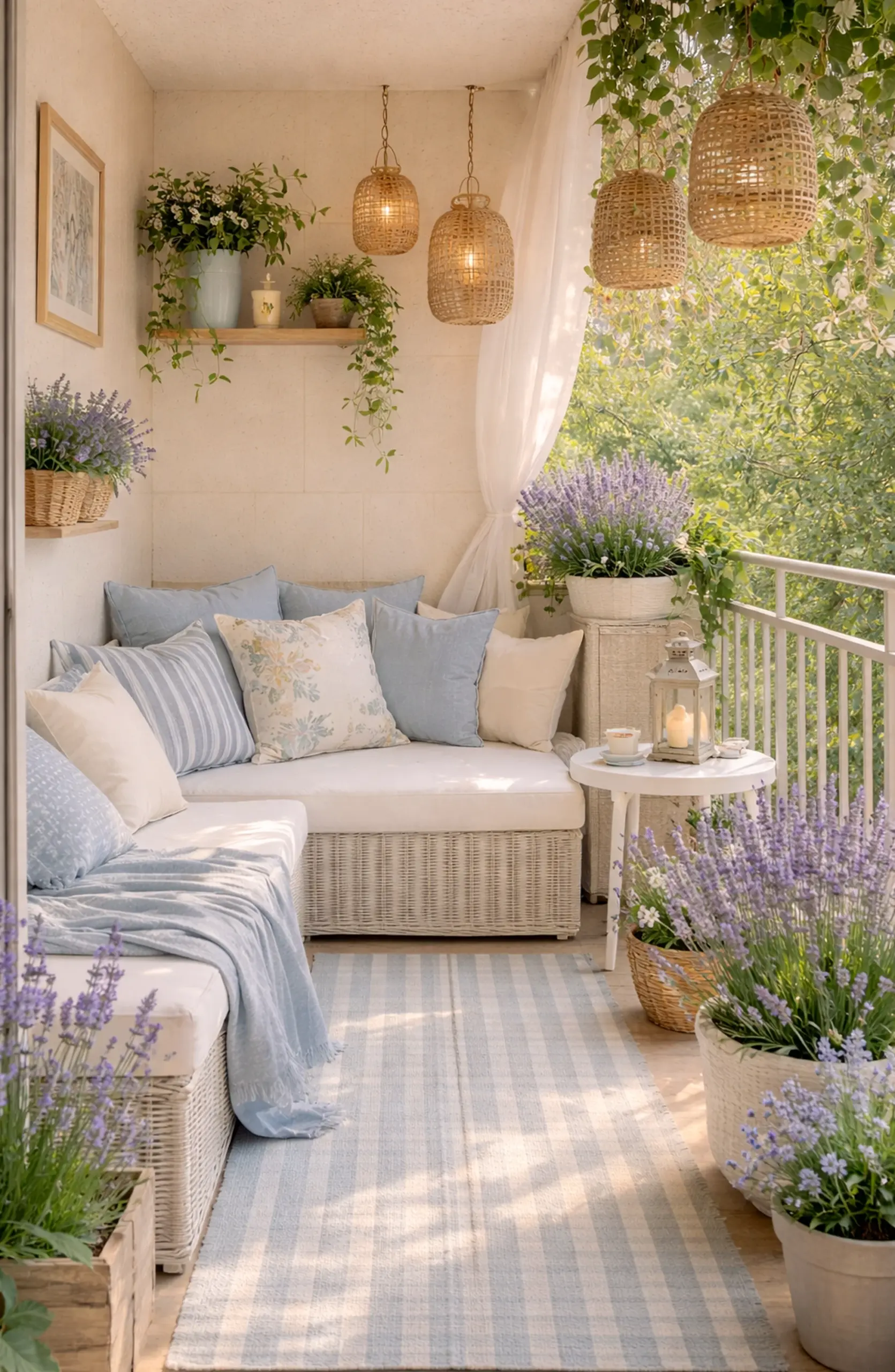 Airy wood shelving adds a clear layer of rhythm, helping the setting feel pleasantly composed.