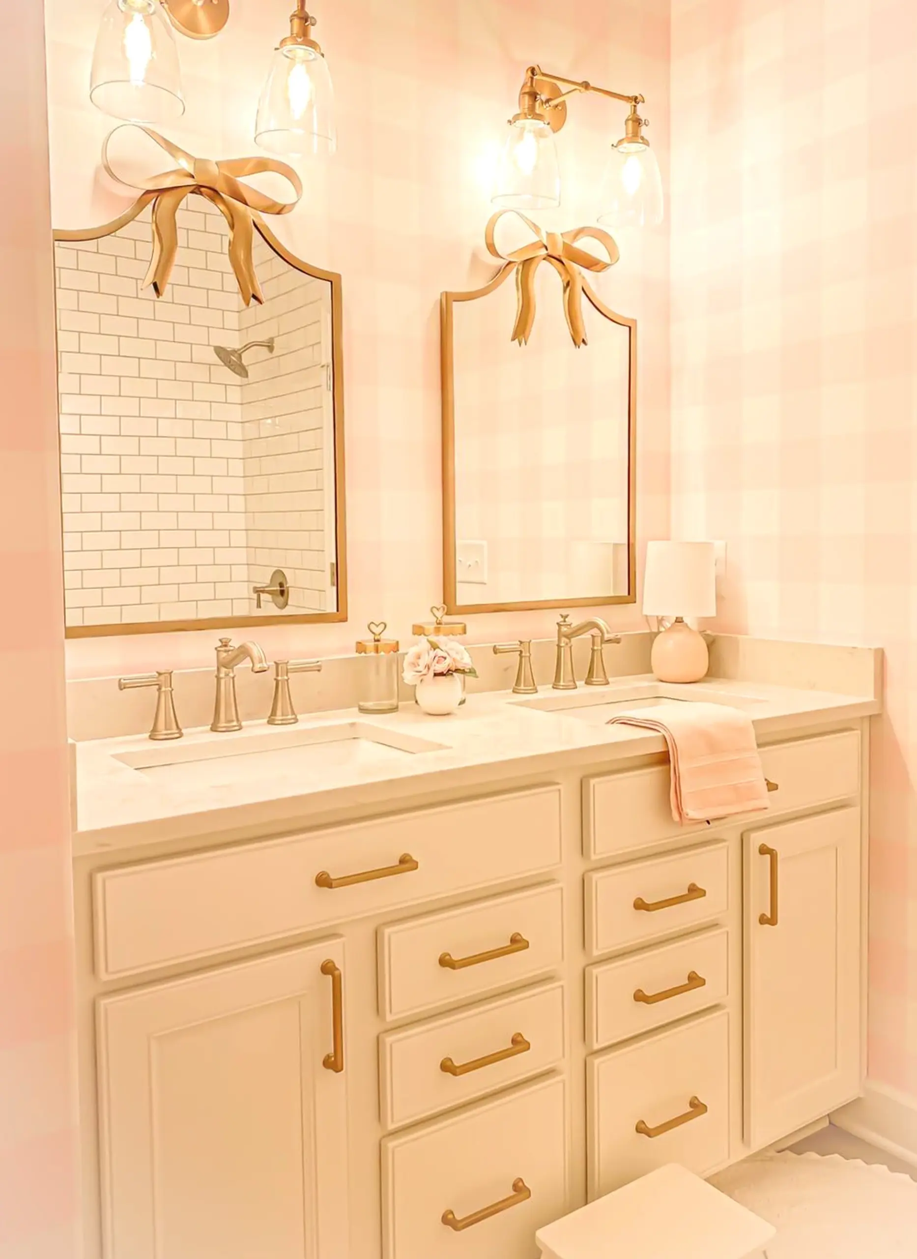 Graceful decorative mirror adds focus across the design, giving the decor a finish that feels warm without clutter.
