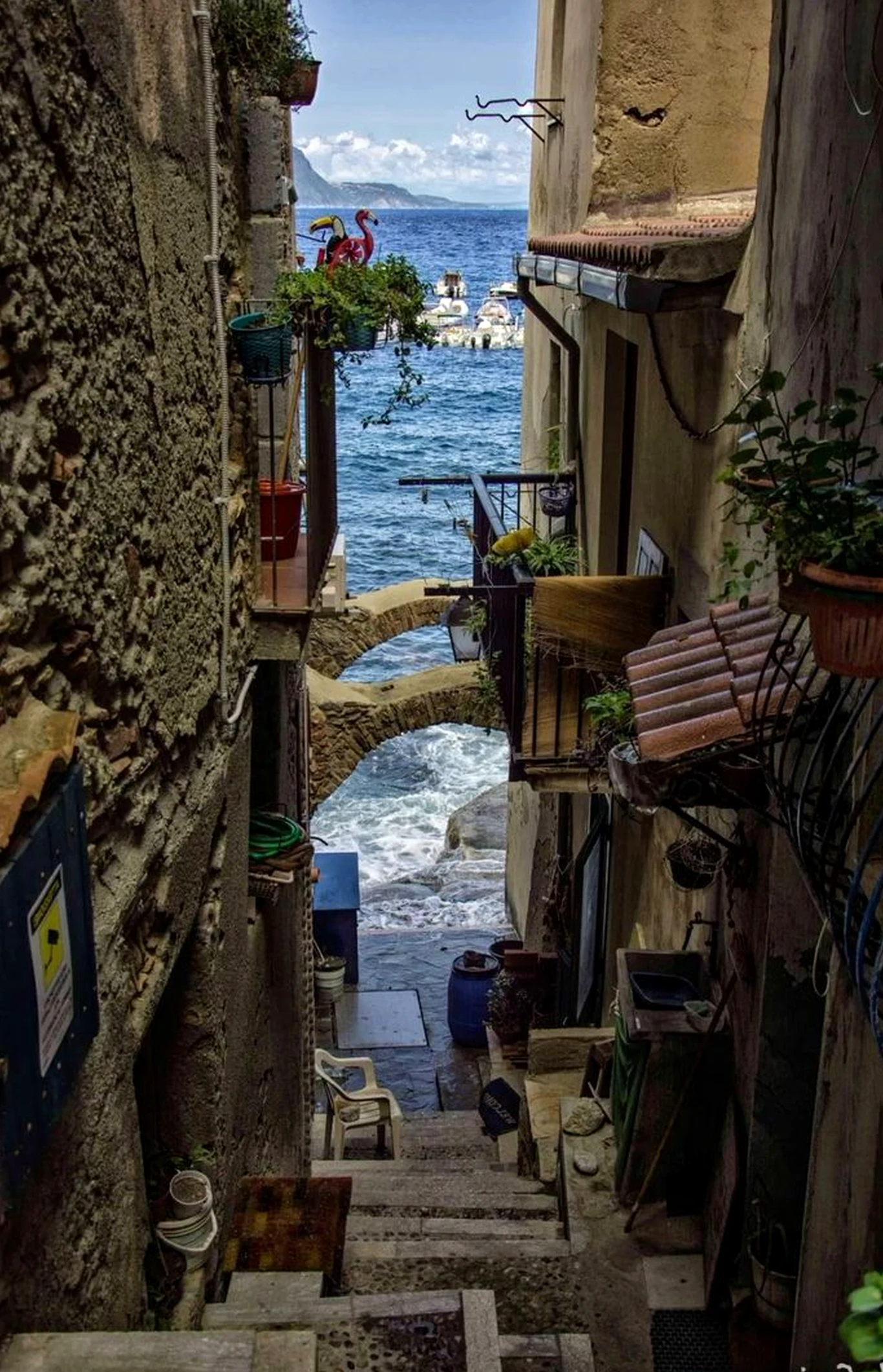 Colorful stone terrace brings rhythm to the view, creating a mood that feels easy to enjoy.