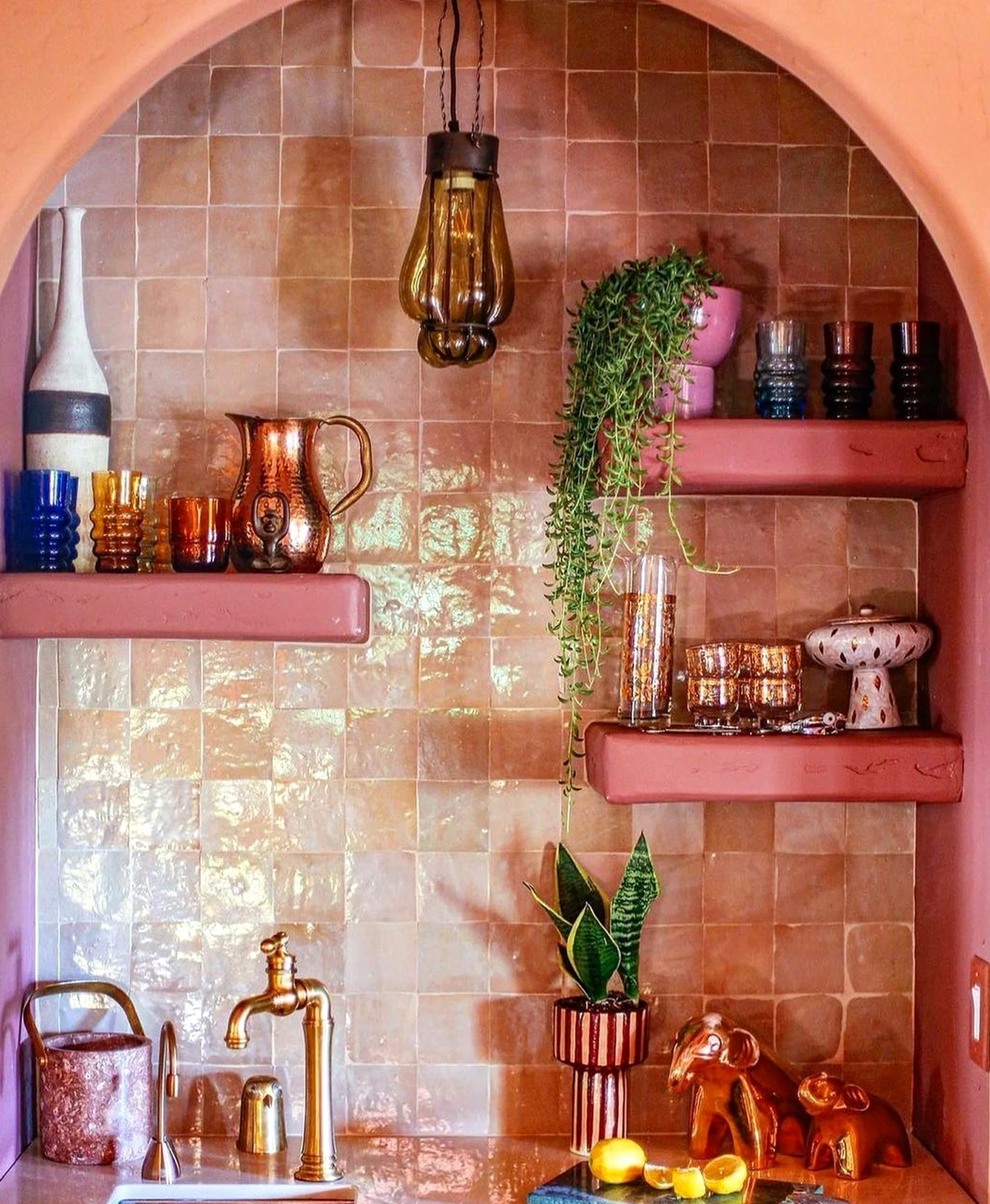 Sunny patio corner supports the wall through charm, leaving the space feeling clear and inviting.