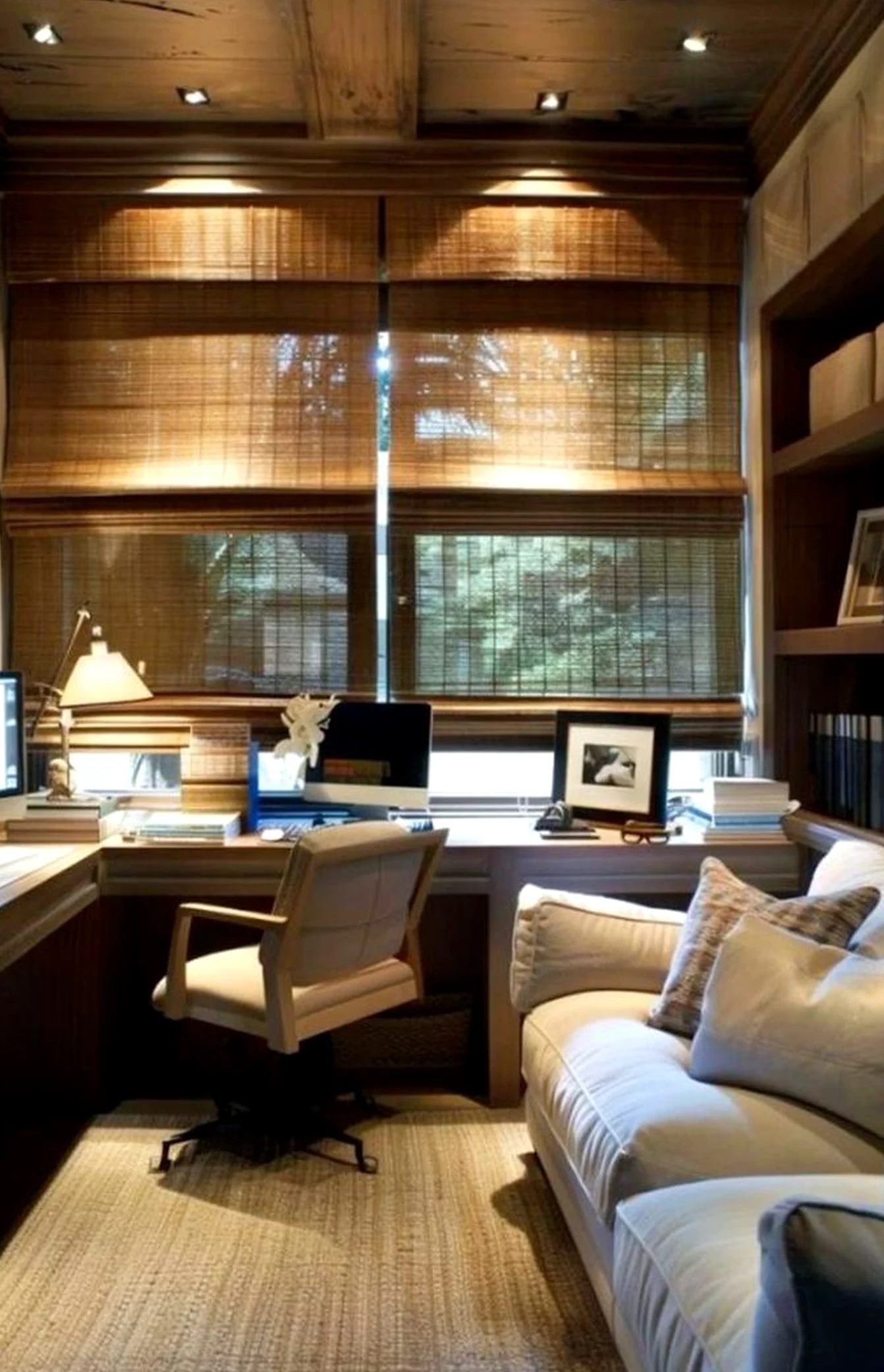 Warm compact workspace brings charm to the arrangement, creating a mood that feels open and lived-in.