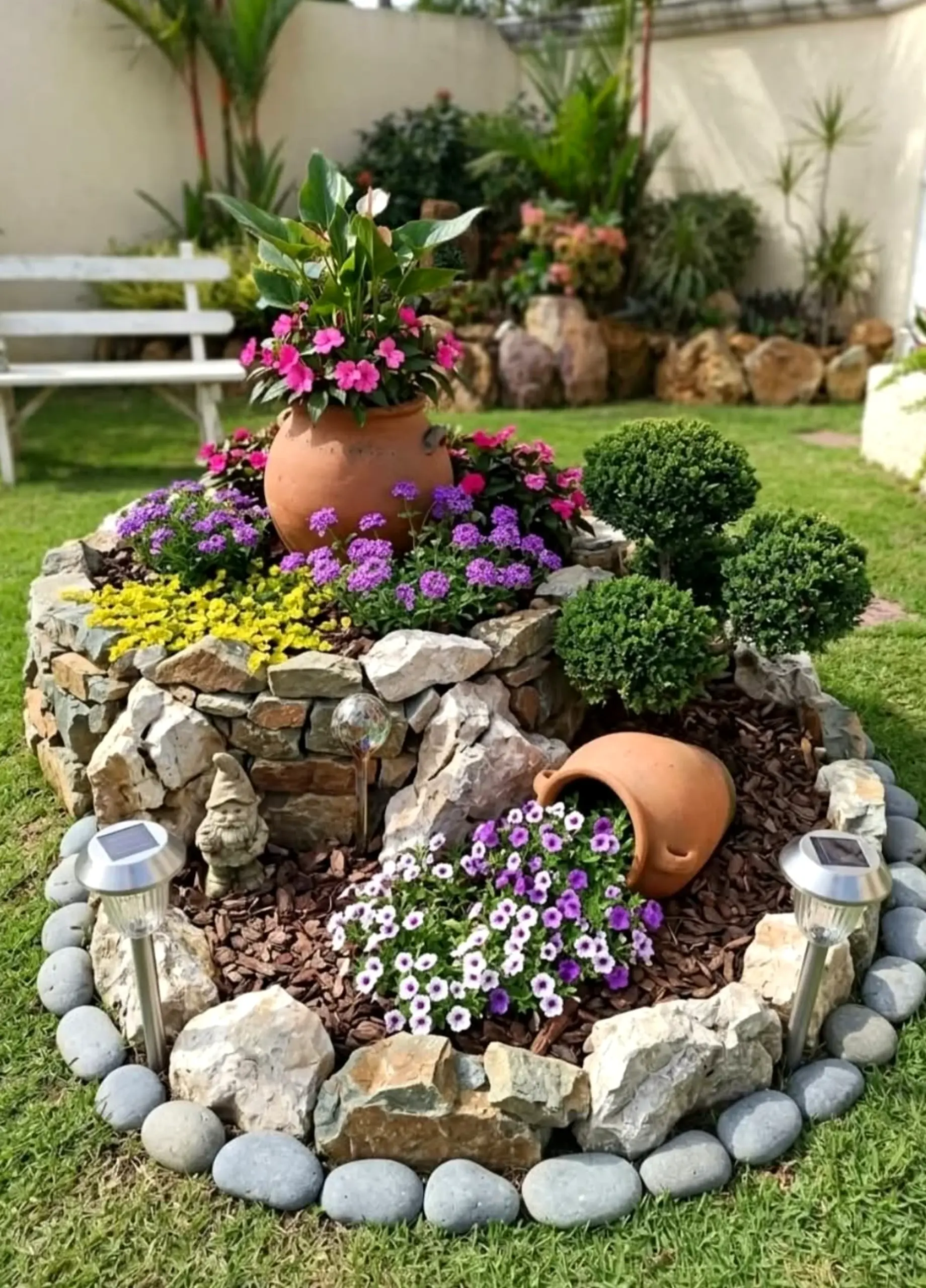 Sunny painted door supports the garden edge through warmth, leaving the space feeling pleasantly composed.