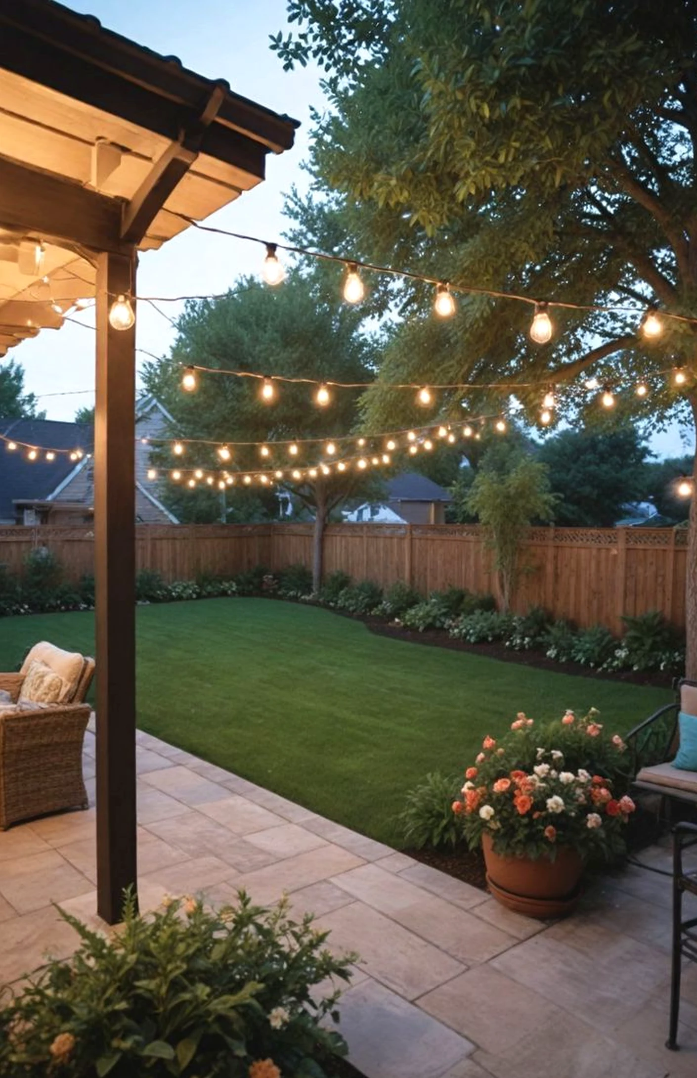 Tactile patio corner brings a useful note of detail, making the entry feel quietly finished.