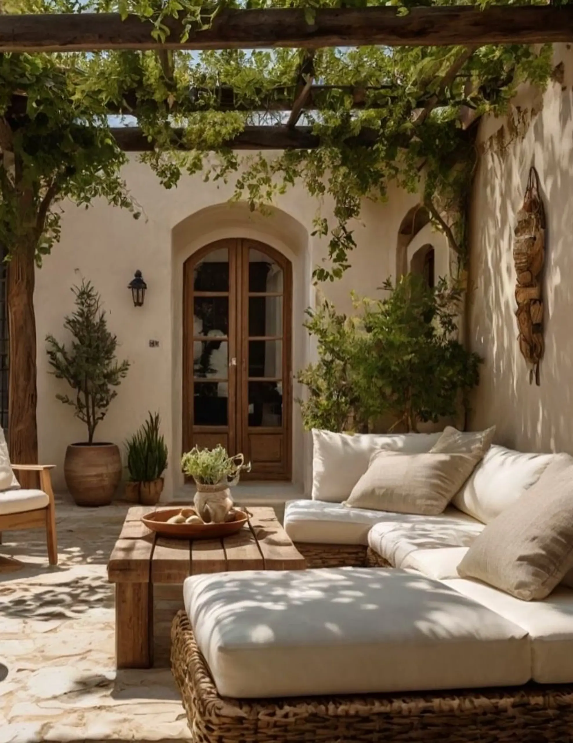 Relaxed entry console draws attention to contrast while the backdrop stays fresh and intentional.